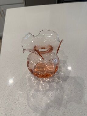 Vietri Peach Ruffled Glass Bud Vase
